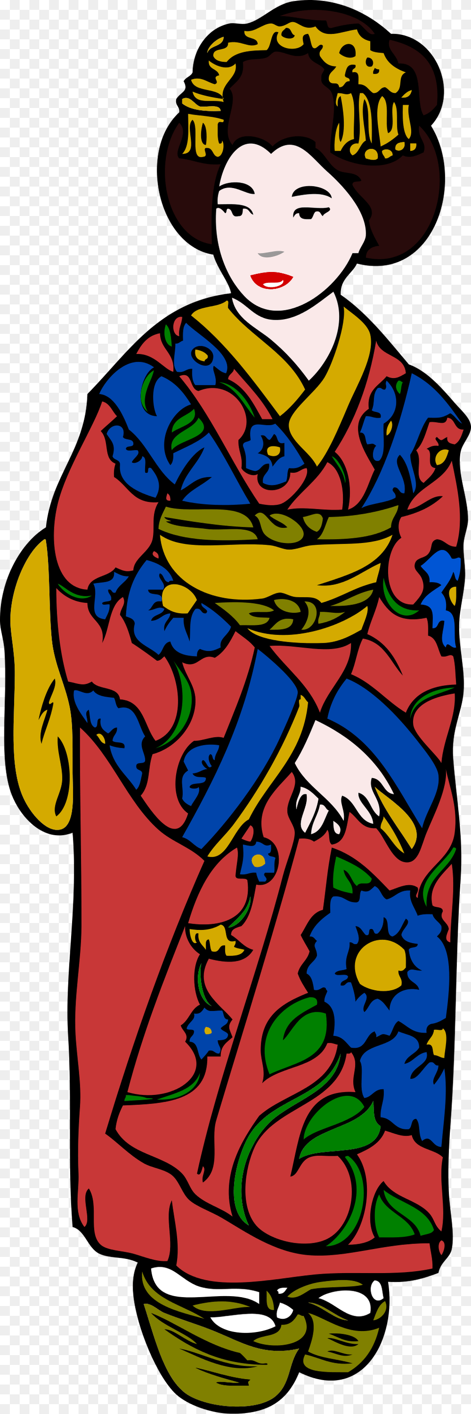 Colorized Geisha, Clothing, Gown, Formal Wear, Fashion Png