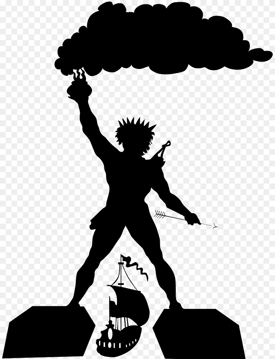 Colossus Of Rhodes Silhouette, Stencil, Person Free Png Download