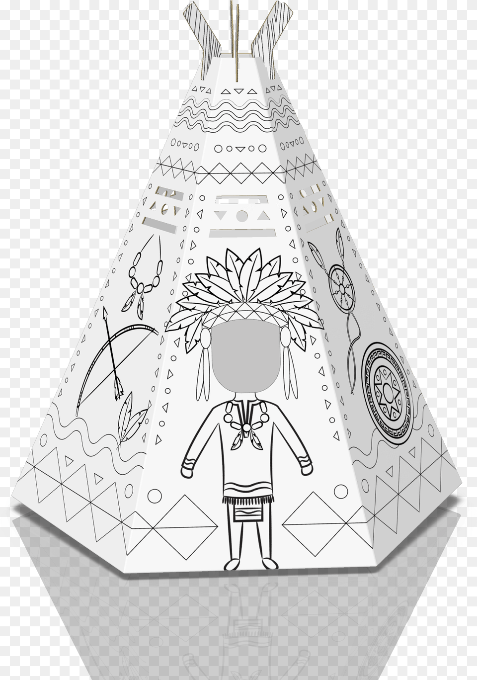 Colour In Teepee Cardboard Magic Illustration, Art, Doodle, Drawing, Person Free Transparent Png