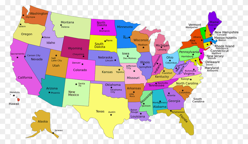 Coloured Map Of Usa, Chart, Plot, Atlas, Diagram Png Image