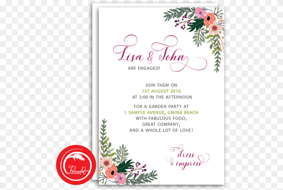 Colourful Boho Engagement Invite Floral Design, Advertisement, Envelope, Greeting Card, Mail Free Transparent Png