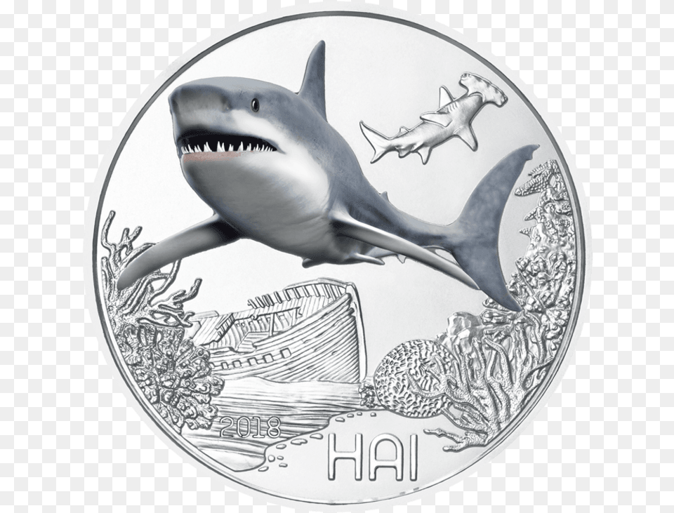 Colourful Creatures The Shark Austria 3 Euro Shark, Animal, Fish, Sea Life, Silver Png