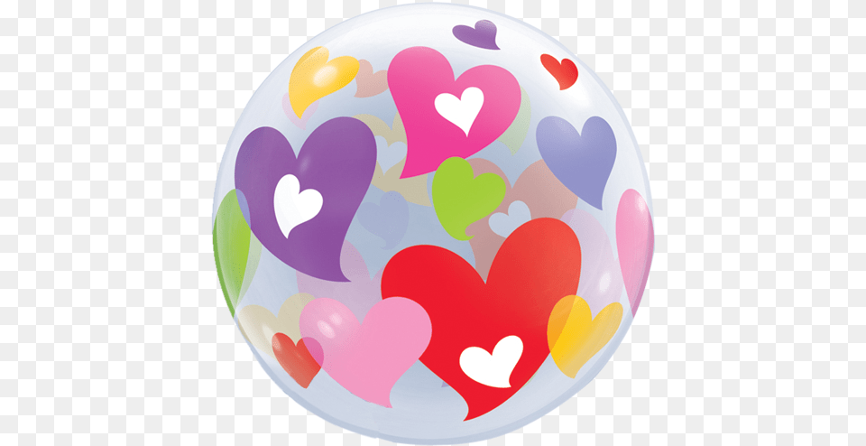 Colourful Hearts Single Bubble Balloon 22quot Colorful Hearts Bubble Balloon, Plate Free Png Download