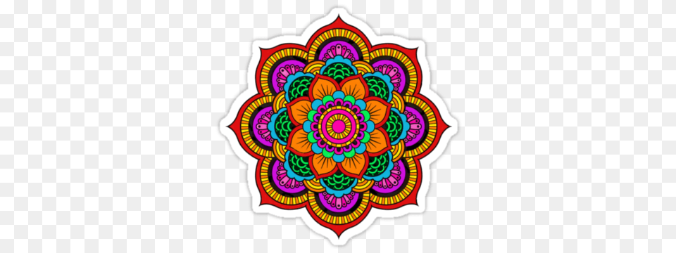 Colourful Indian Mandala Sticker, Art, Graphics, Pattern, Floral Design Png