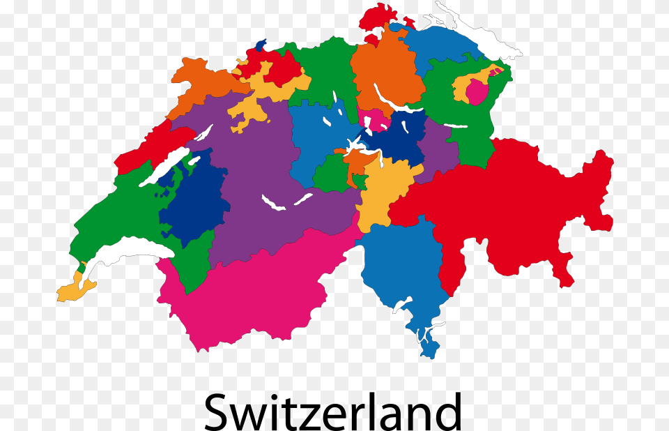 Colourful Map Of Switzerland Image Switzerland Map Vector, Chart, Plot, Atlas, Diagram Png