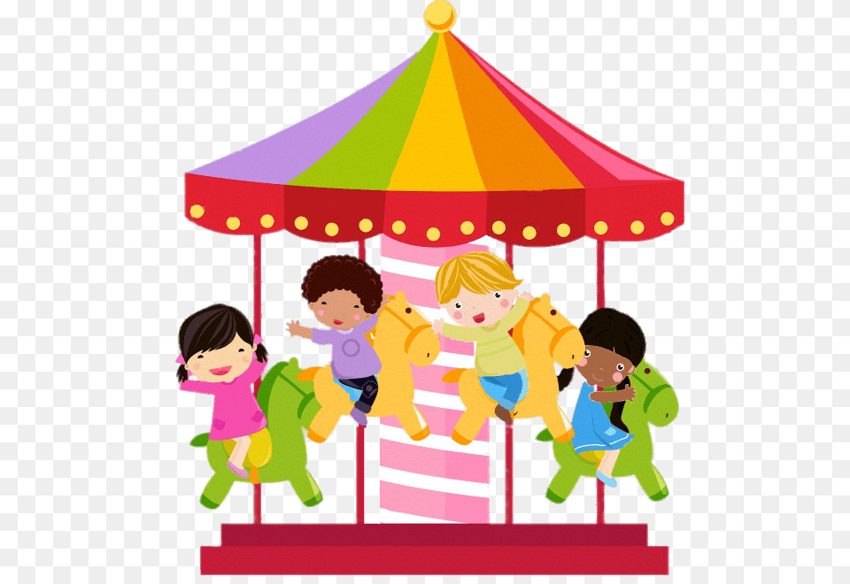 Colourful Merry Go Round Illustration, Play, Amusement Park, Carousel, Baby Free Png