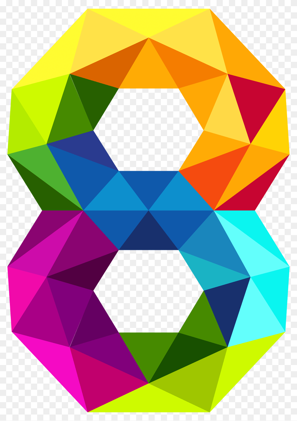 Colourful Triangles Number Eight Clipart Image, Sphere, Art, Paper, Origami Png