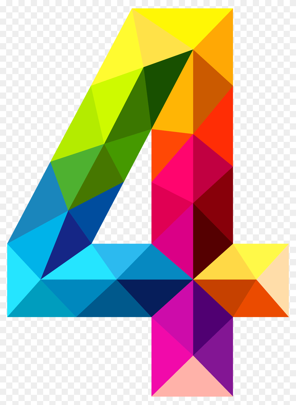 Colourful Triangles Number Four Clipart Gallery, Triangle, Art, Graphics Free Png