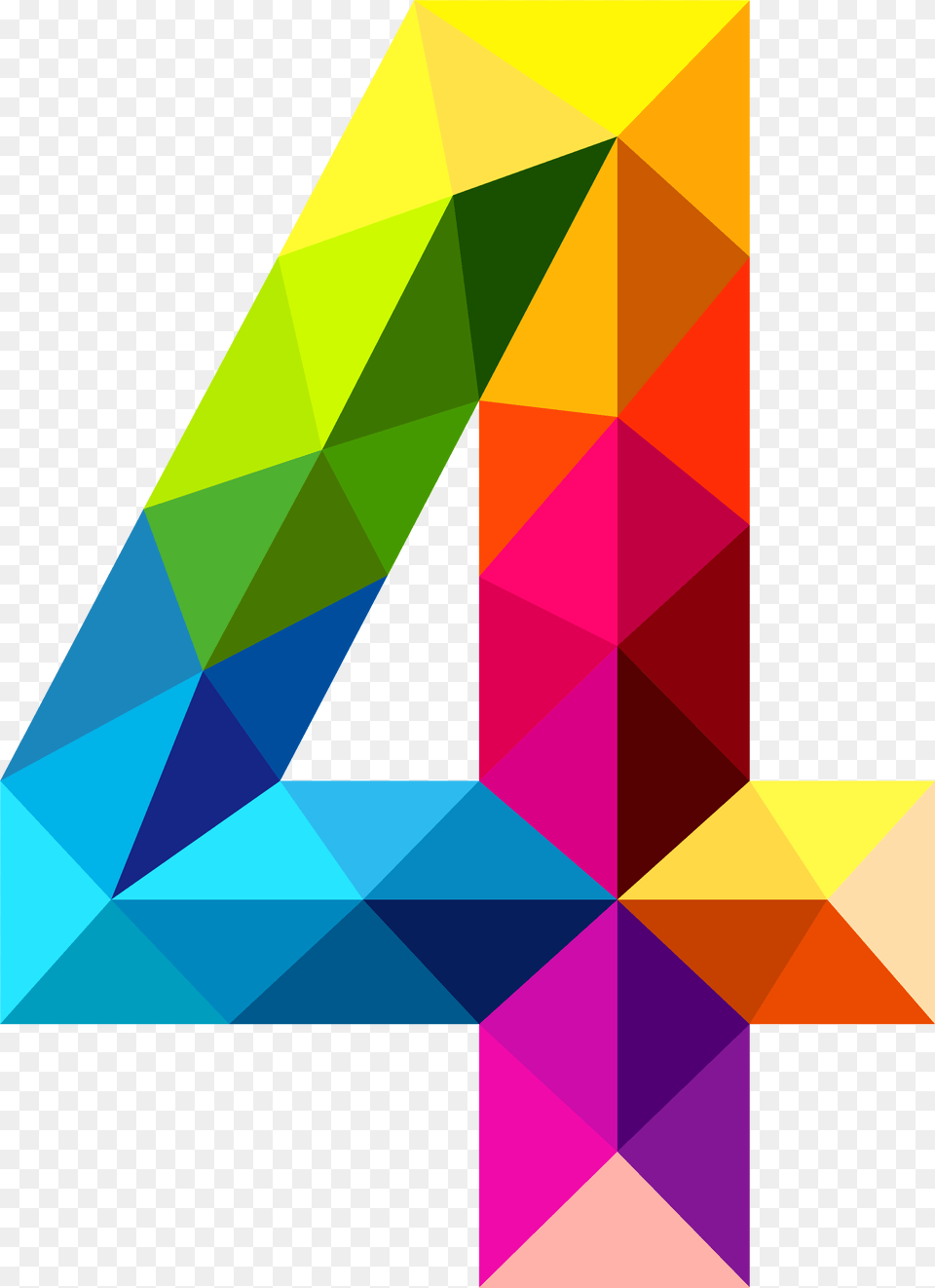 Colourful Triangles Number Four Clipart Image Number 4 Clipart, Art, Graphics, Triangle Free Transparent Png