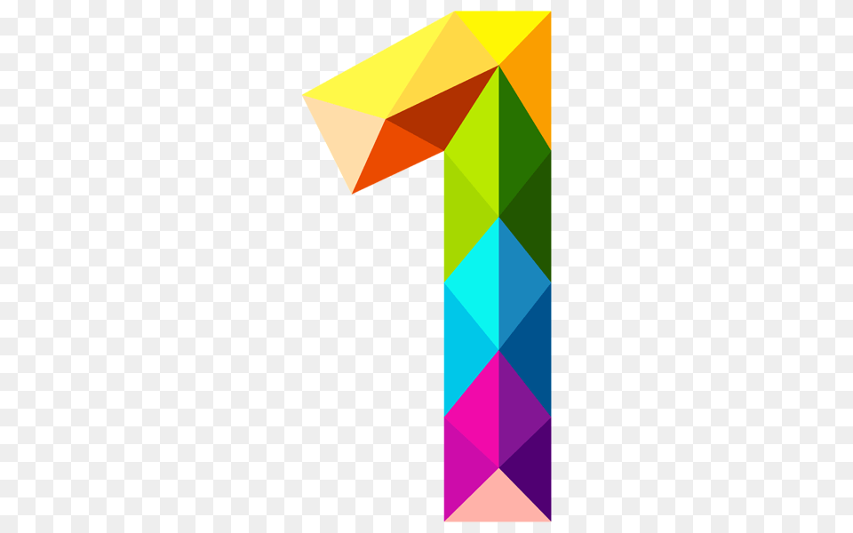 Colourful Triangles Number One Clipart Gallery, Art, Paper, Origami Png Image