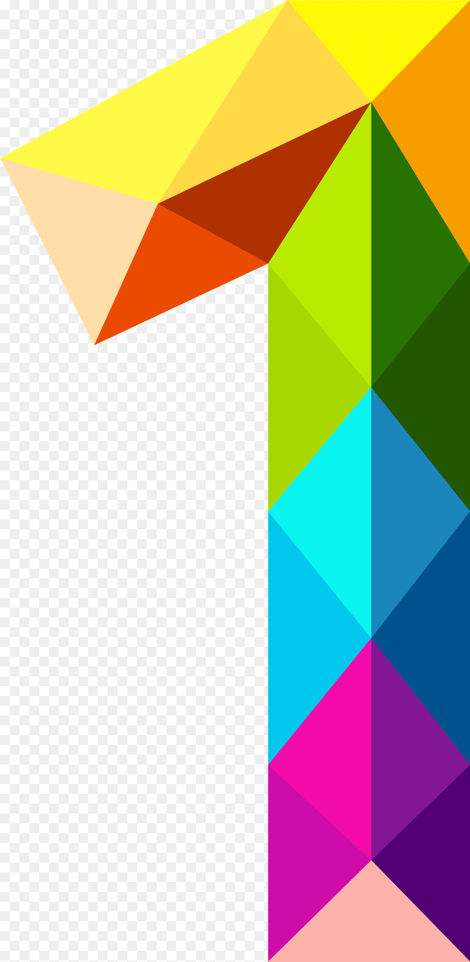 Colourful Triangles Number One Clipart Image Rainbow Number 1, Art, Graphics, Paper, Origami Free Png