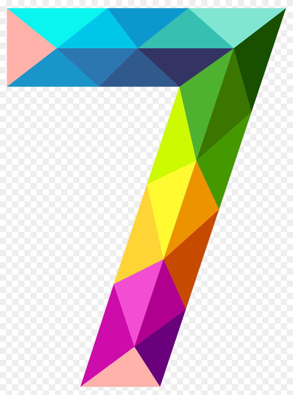 Colourful Triangles Number Seven Clipart Gallery, Art, Graphics, Triangle, Paper Free Png