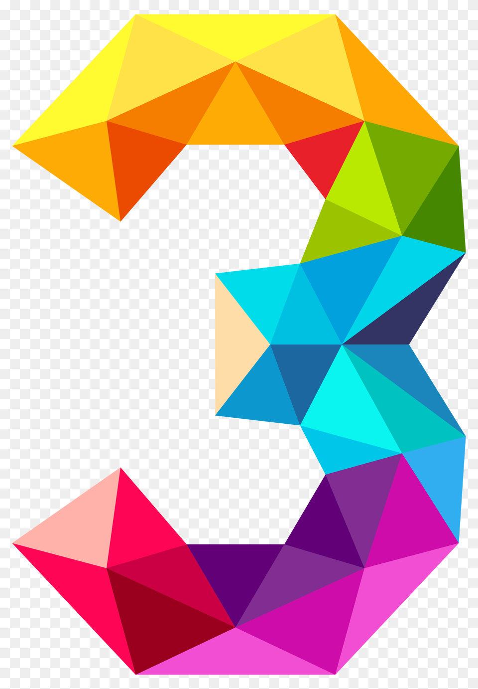 Colourful Triangles Number Three Clipart Gallery, Art, Paper, Origami, Mailbox Free Png