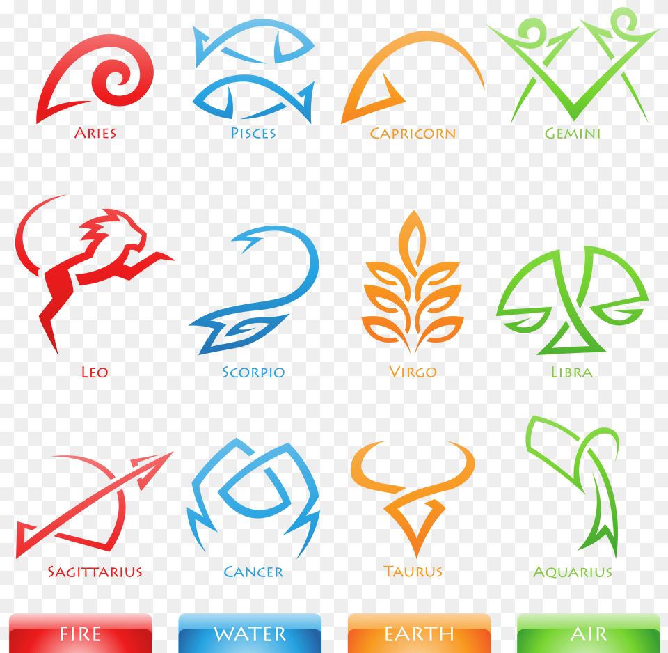 Colourful Zodiac Signs Set Large Clipart Gallery, Logo, White Board Free Png Download