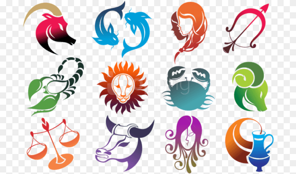 Colourful Zodiac Signs Set Large Horoscope, Art, Graphics, Person, Face Free Transparent Png