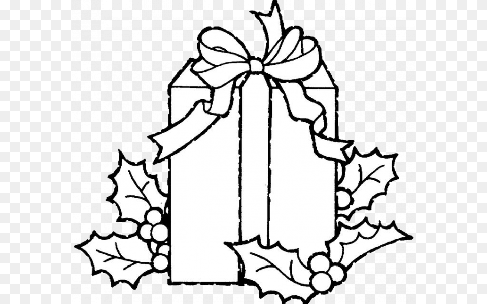 Colouring Pages For Christmas Gifts Clipart Christmas Present Clipart Black And White, Leaf, Plant, Tomb, Gravestone Png