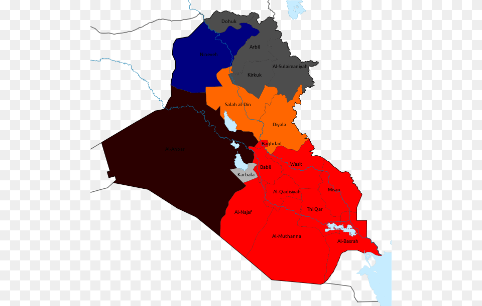 Colours Show The Largest List Per Governorate Iraq Capital City Map, Plot, Chart, Diagram, Atlas Png
