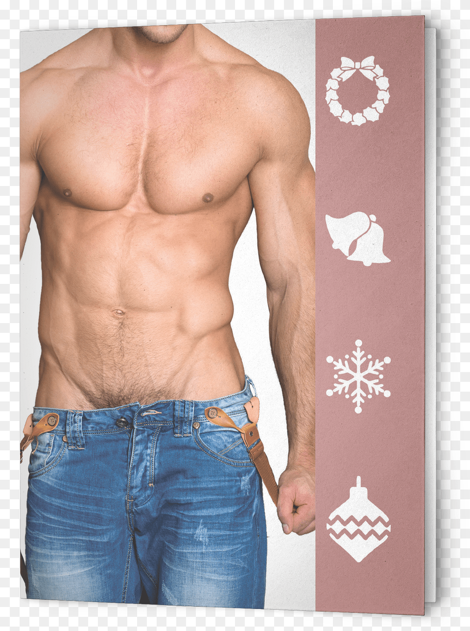 Colt Man Holiday Card Barechested, Jeans, Clothing, Pants, Adult Png Image