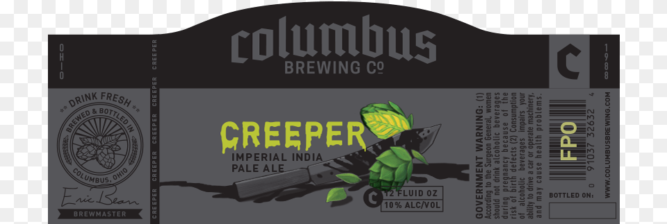 Columbus Brewing Creeper Columbus Ipa 6 Pack 12 Fl Oz, Text, Advertisement, Poster, Paper Free Png Download