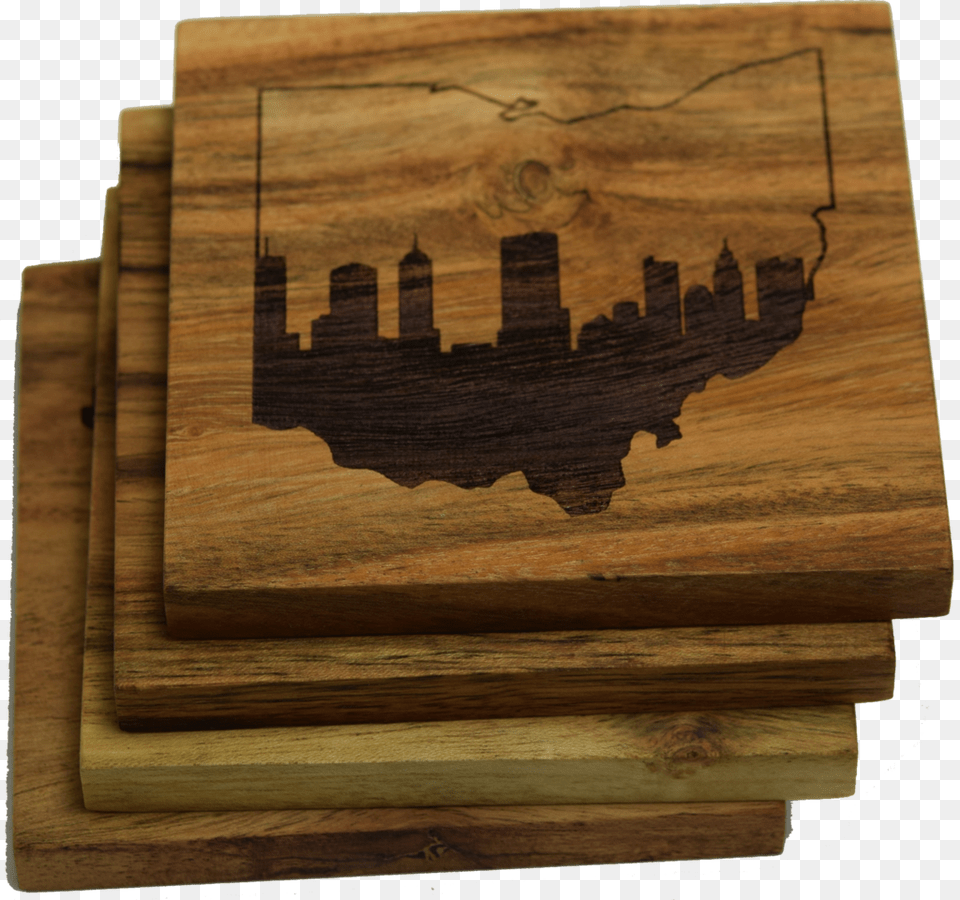 Columbus Ohio Skyline Within Ohio Outline Coasters Plywood, Wood, Hardwood, Box Free Png Download
