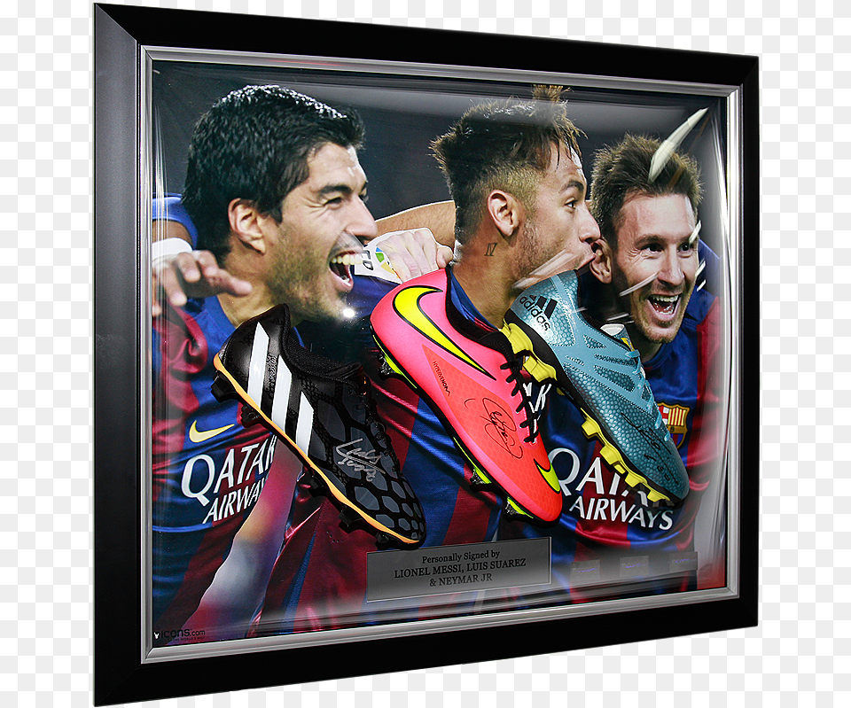 Com On Twitter Lionel Messi Neymar Jr Amp Luis Suarez Autographed, Person, People, Adult, Man Free Png Download