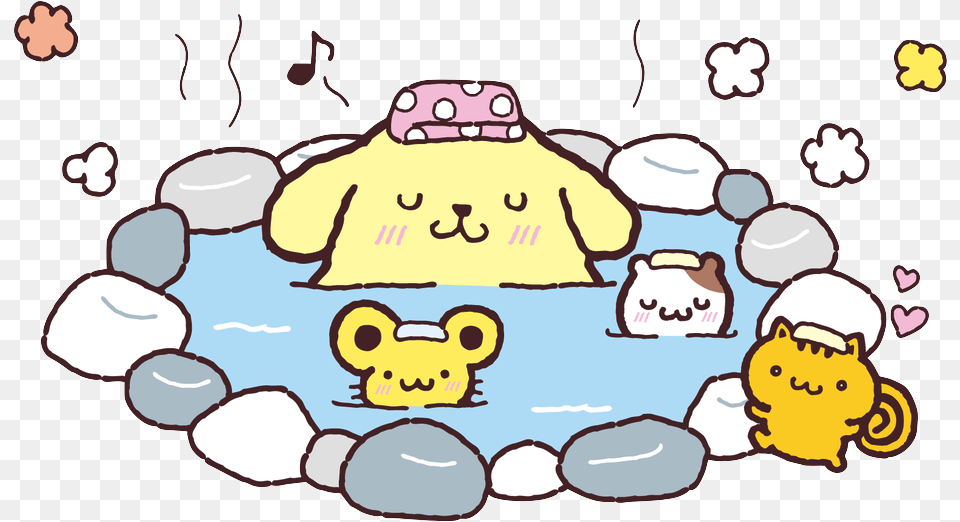 Com Sanrio Transparent Purin Hot Spring Animals Sanrio, Outdoors, Nature, Baby, Person Free Png