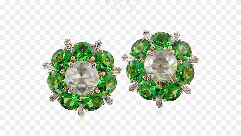 Com Tsavorites And Diamonds In Ivy Gold Earring Earrings, Accessories, Gemstone, Jewelry, Emerald Free Png