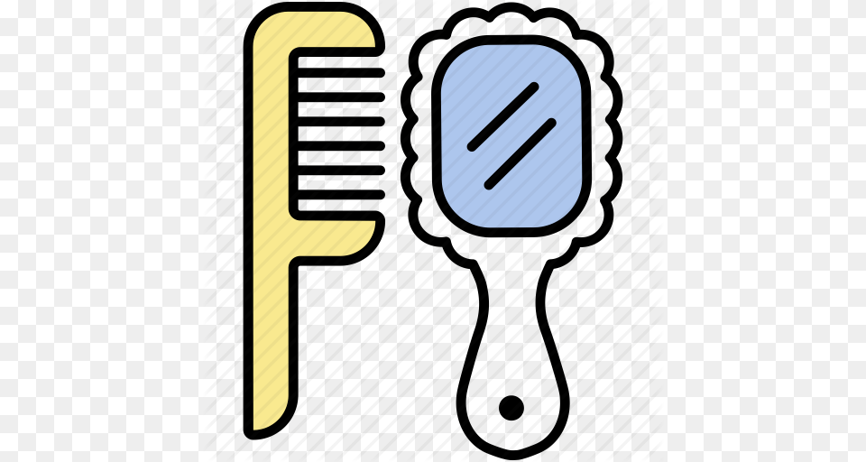 Comb Hair Salon Haircut Hand Mirror Icon, Brush, Device, Tool Free Png