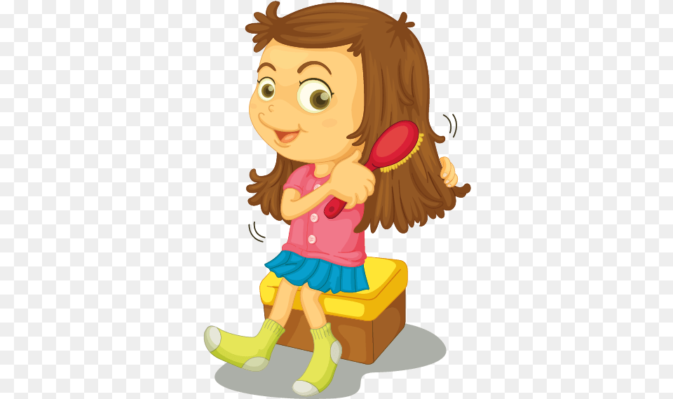 Comb My Hair Clipart In Pack 5675 Girl Brushing Hair Clipart, Cutlery, Baby, Person, Head Free Transparent Png