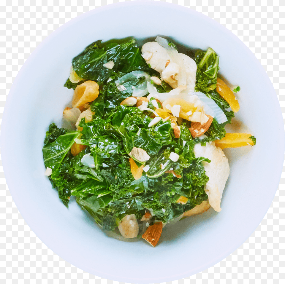 Combine Chicken And Kale, Plate, Food, Food Presentation, Leafy Green Vegetable Free Png Download