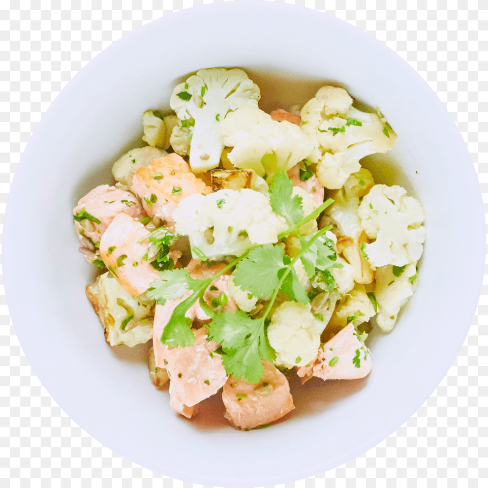 Combine Salmon And Cauliflower, Plate, Food, Food Presentation, Plant Free Png