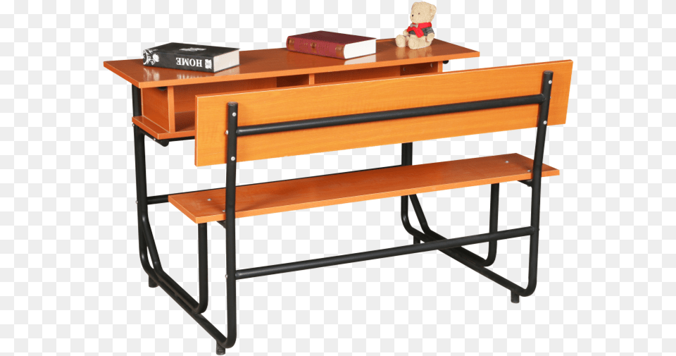 Combined Double School Desk And Chair Wood Classroom Art Table, Coffee Table, Furniture, Computer, Electronics Free Png Download