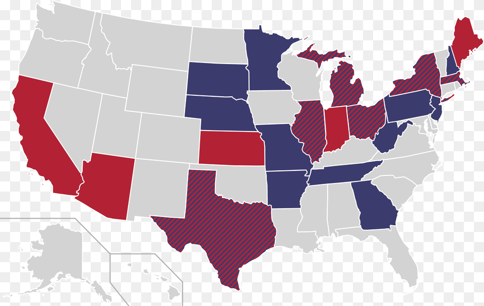 Combined Home States Of Democratic Party And Republican John F Kennedy Library, Chart, Plot, Map, Atlas Free Transparent Png