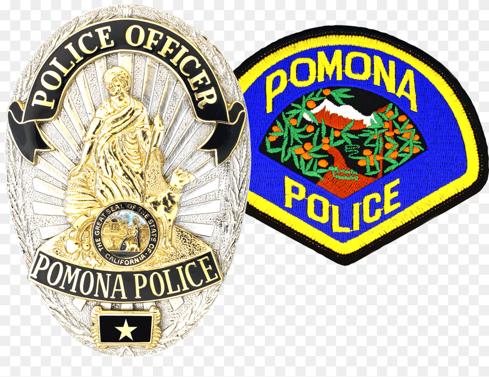 Combo Badge And Patch Pomona Police, Symbol, Logo, Adult, Wedding Free Png Download
