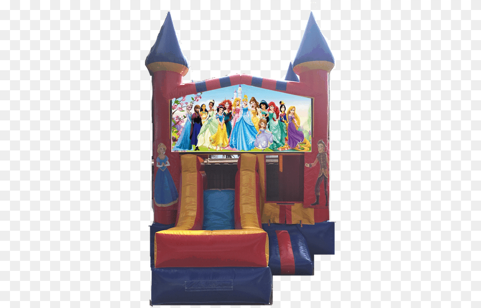 Combo Castle Front Slide Disney Princess 150 Portable Network Graphics, Inflatable, Adult, Wedding, Person Free Png Download