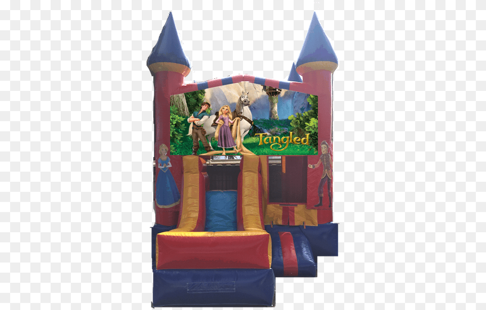 Combo Castle Front Slide Tangled 150 Portable Network Graphics, Inflatable, Child, Female, Girl Free Png Download