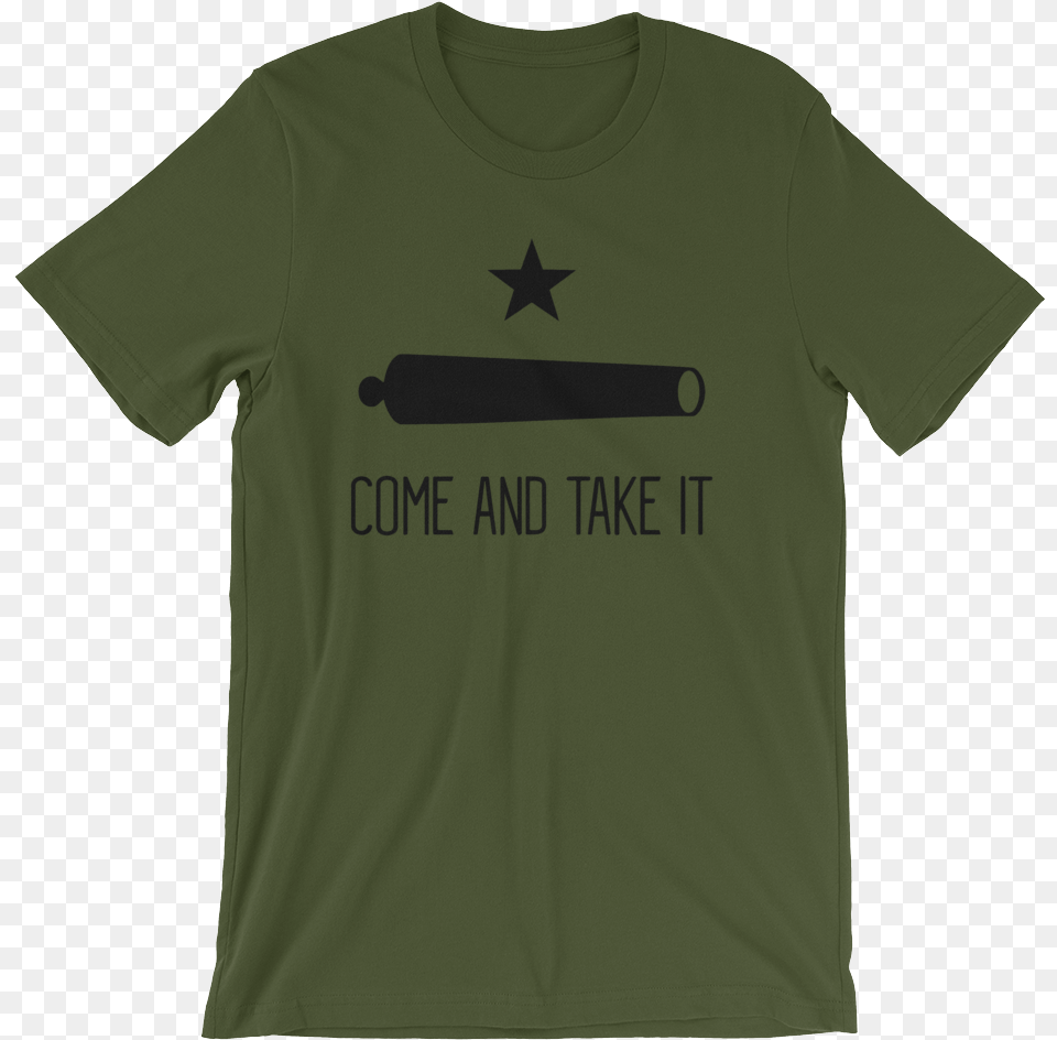 Comeandtakeitvector Mockup Wrinkle Front Olive Gunther Squad Merch Corey Scherer, Clothing, T-shirt, Shirt, Weapon Free Png