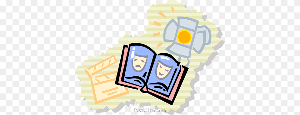 Comedy And Drama Masks Royalty Free Vector Clip Art Illustration, Person, Reading, Book, People Png Image