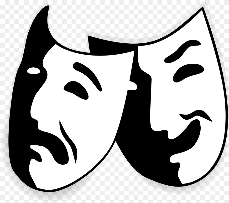 Comedy And Tragedy Masks Drama Masks No Background, Stencil, Person, Face, Head Free Transparent Png