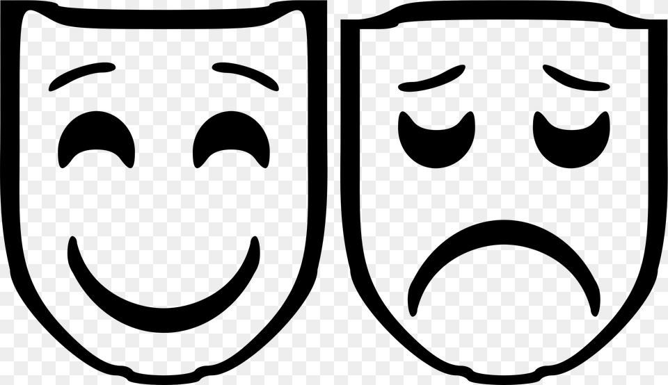 Comedy And Tragedy Masks Icons, Gray Png Image