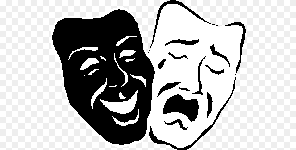 Comedy Tragedy Masks Clip Art Theatre Happy And Sad Face, Stencil, Baby, Head, Person Free Png Download