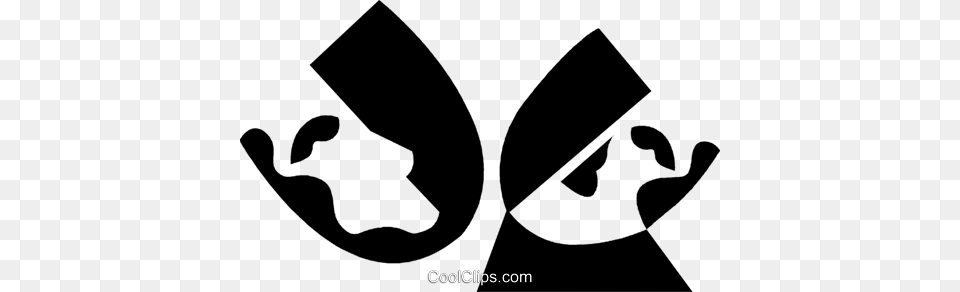 Comedydrama Masks Royalty Vector Clip Art Illustration, Stencil, Head, Person, Face Free Transparent Png