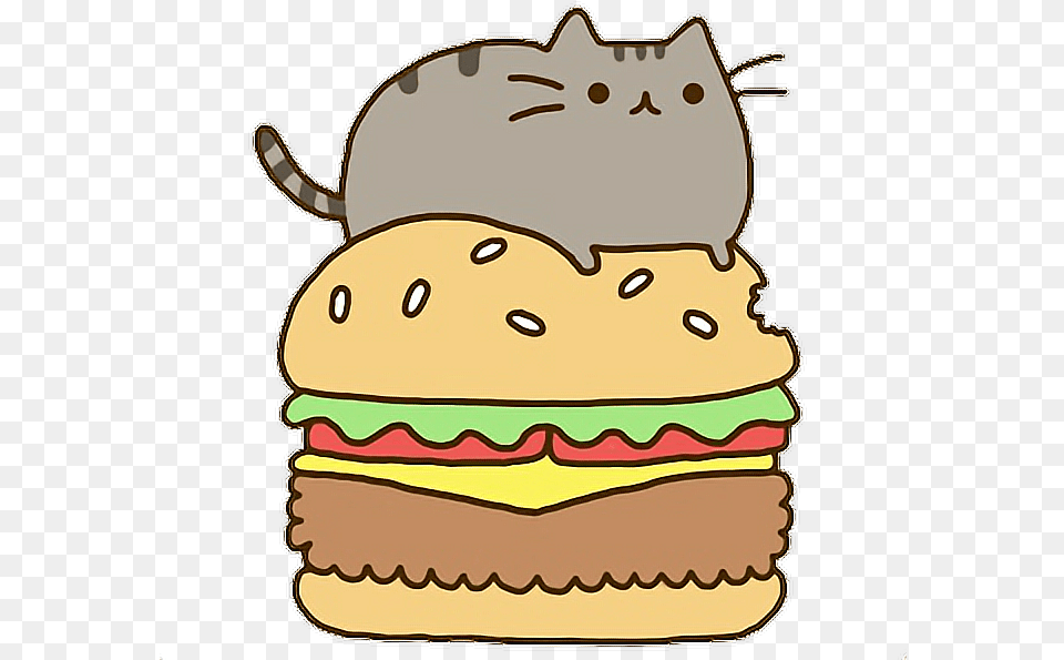 Comer Clipart Pusheen The Cat, Burger, Food, Birthday Cake, Cake Png Image