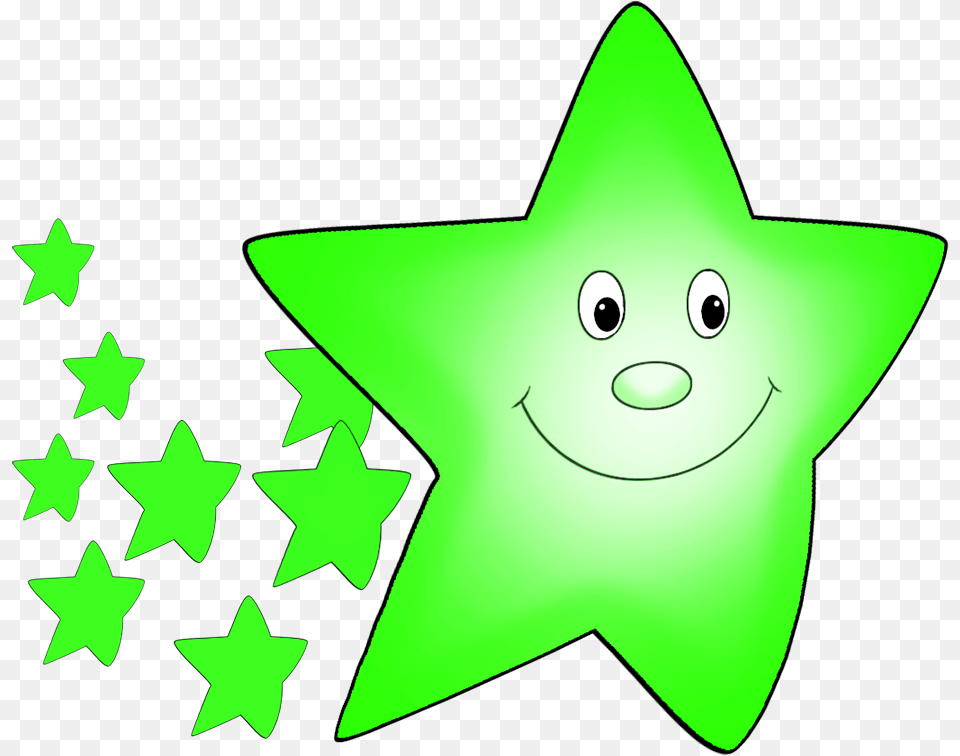 Comet Clipart Orange Star With Smaller Stars Cartoon Transparent Stars Gif, Green, Star Symbol, Symbol, Nature Free Png