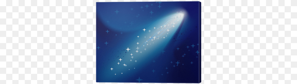 Comet On Dark Blue Sky With Snall Sparkling Stars Canvas Poster Annanurrka39s Comet On Dark Blue Sky, Lighting, Outdoors, Nature, Astronomy Png