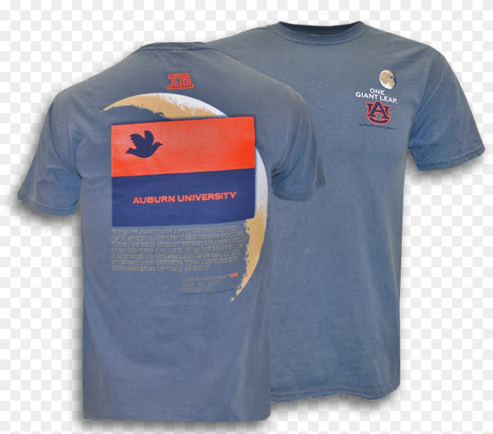 Comfort Colors Auburn University Flag On Moon, Clothing, Shirt, T-shirt, Adult Png