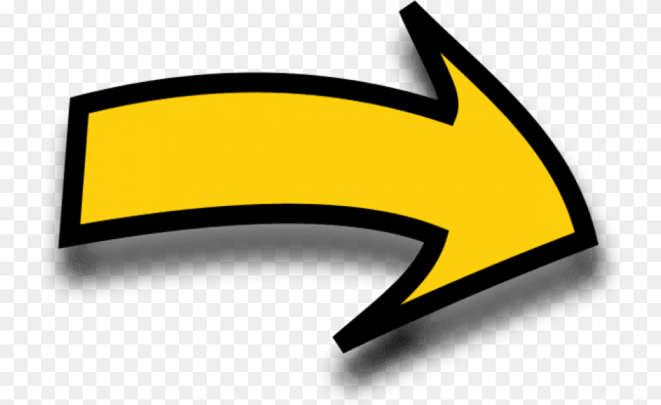 Comic Arrow Pointing Right Transparent Background Yellow Arrow, Logo, Symbol, Text Png Image