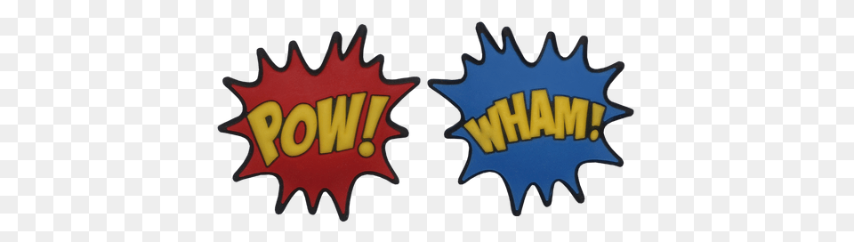 Comic Book Themed Pow And Wham Tennis Racquet Dampeners, Logo, Symbol Free Transparent Png