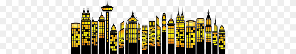Comic Buildings, City, Urban, Lamp, Art Png Image