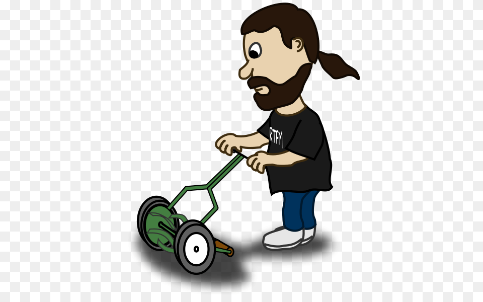 Comic Characters Guy Pushing Reel Mower Clip Arts For Web, Lawn, Plant, Grass, Device Free Png